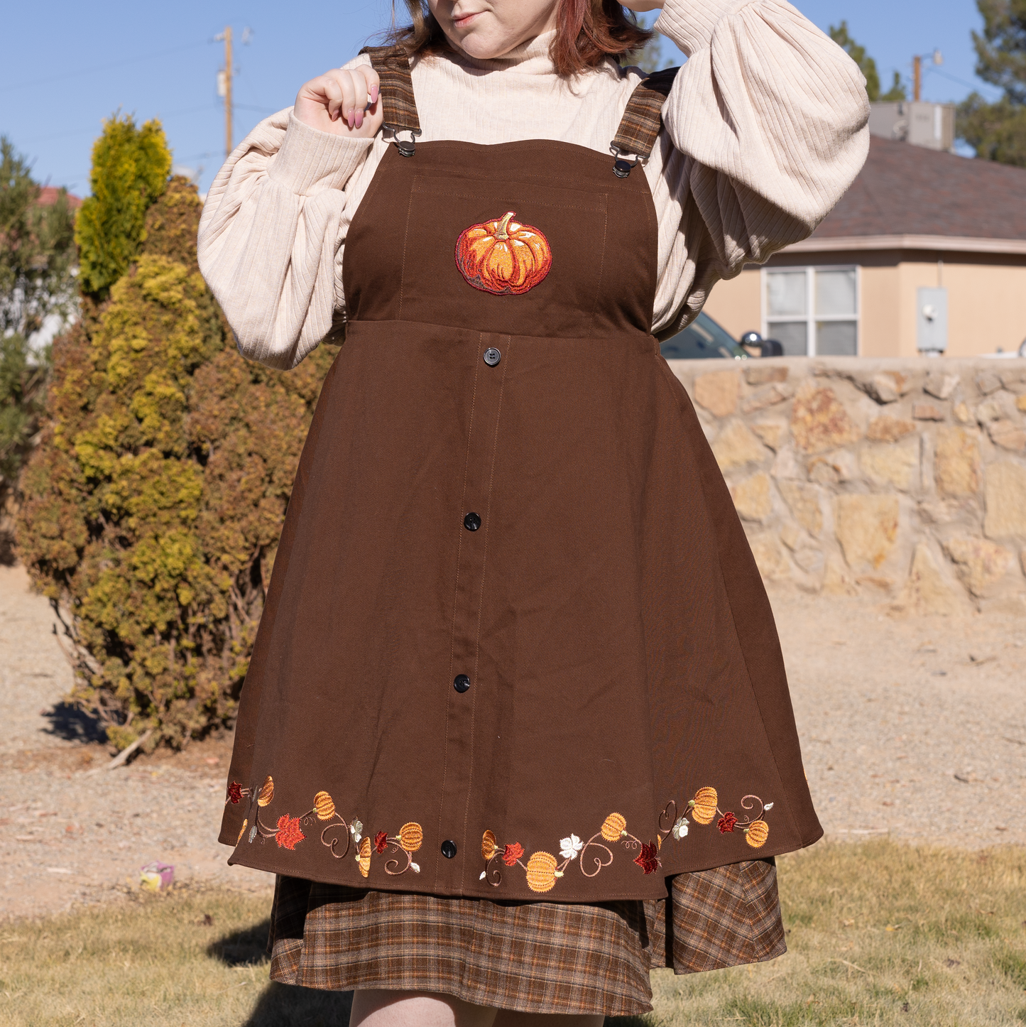 Fall Pumpkin Overalls Dress (Restocking October 25th)