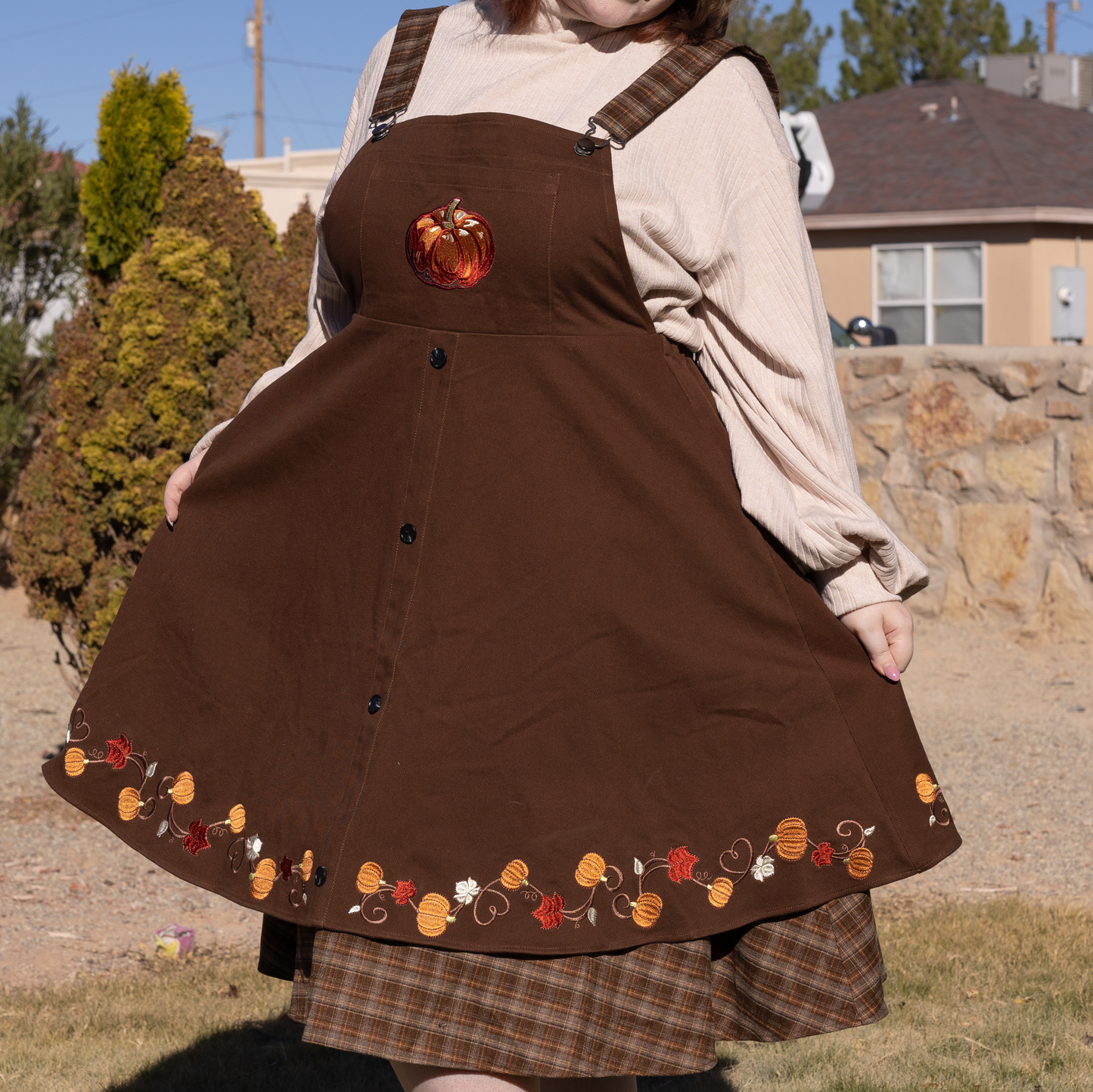 Fall Pumpkin Overalls Dress (Restocking October 25th)