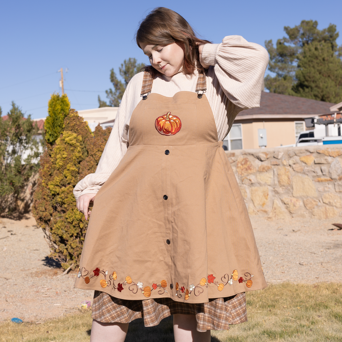 Fall Pumpkin Overalls Dress (Restocking October 25th)