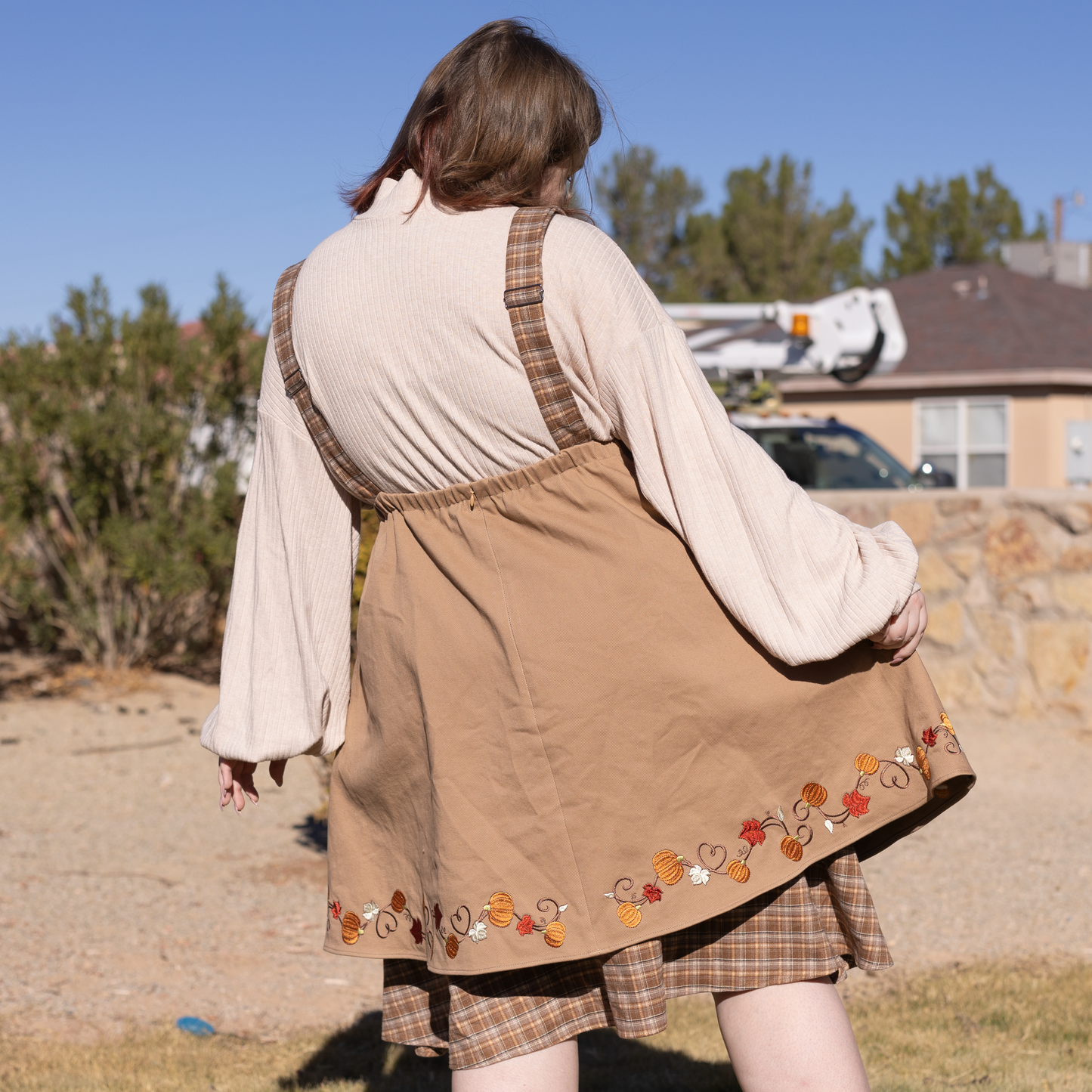 Fall Pumpkin Overalls Dress (Restocking October 25th)