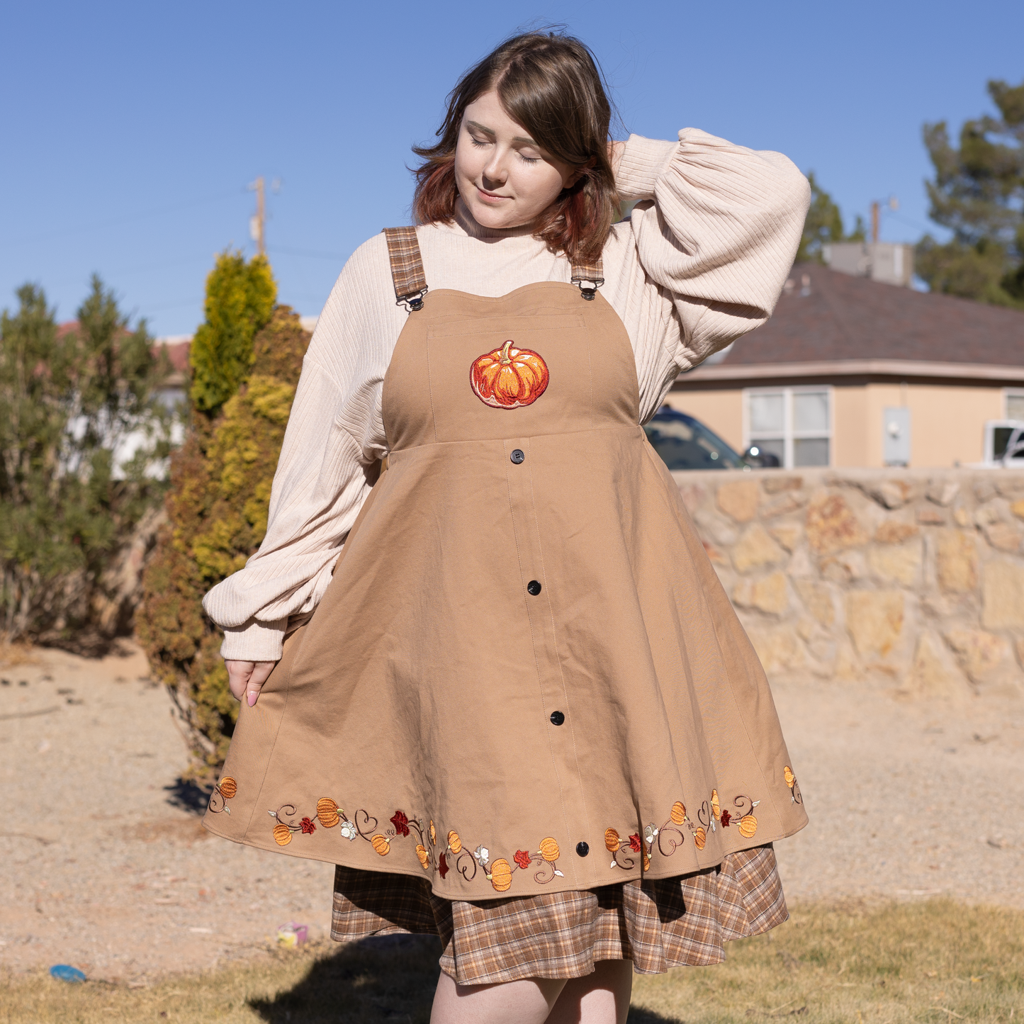 Fall Pumpkin Overalls Dress (Restocking October 25th)