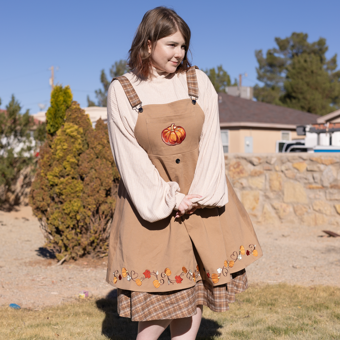 Fall Pumpkin Overalls Dress (Restocking October 25th)