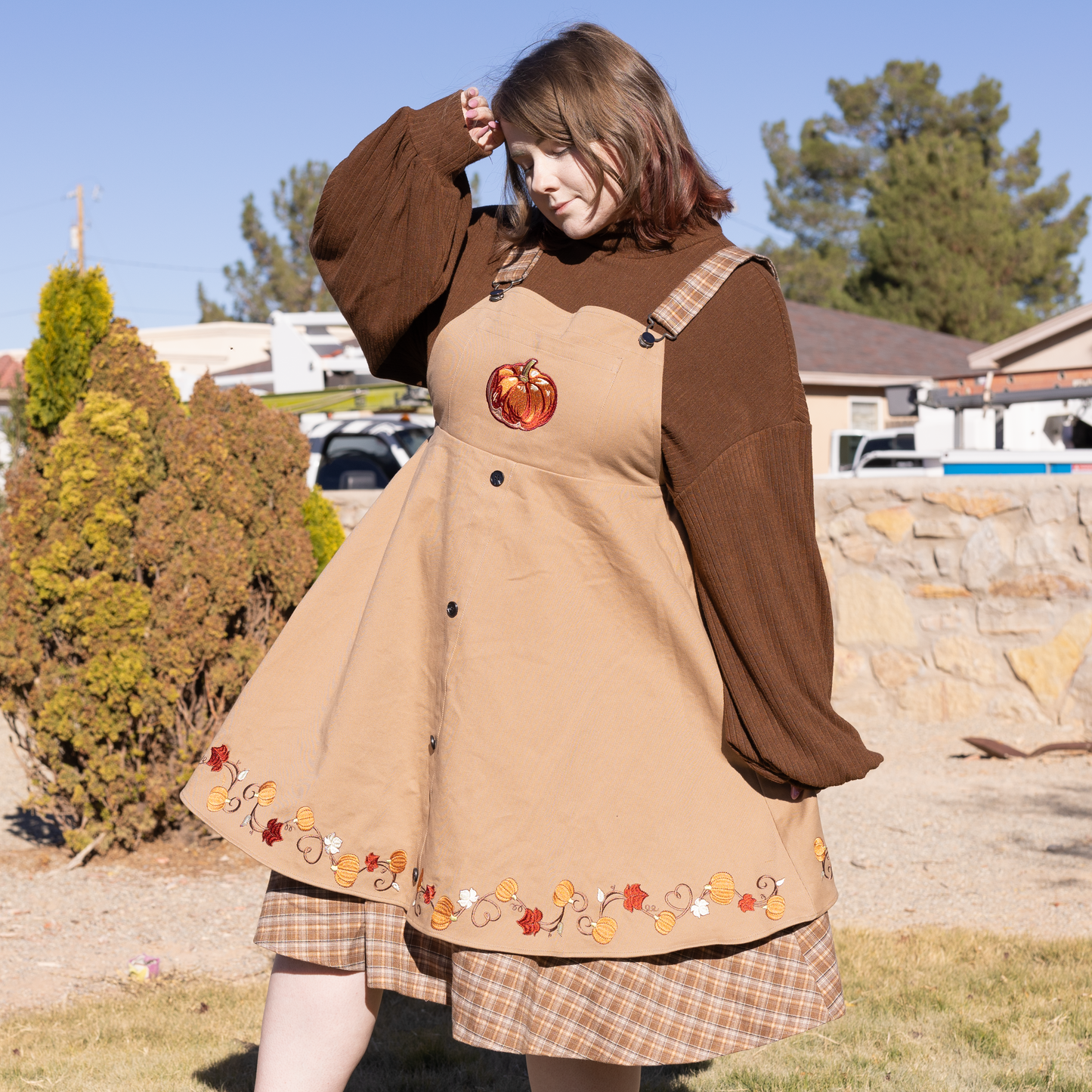 Fall Pumpkin Overalls Dress (Restocking October 25th)