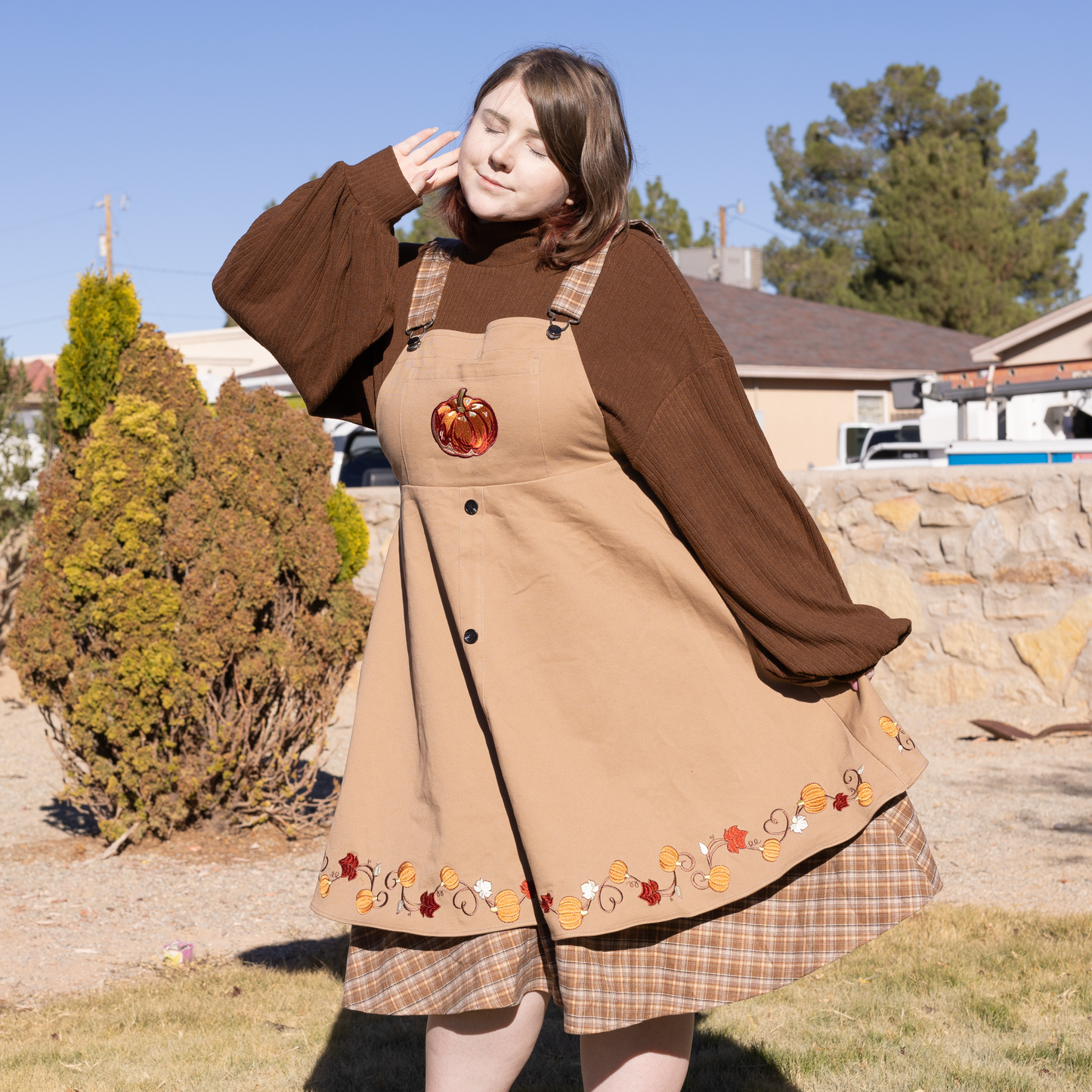 Fall Pumpkin Overalls Dress (Restocking October 25th)