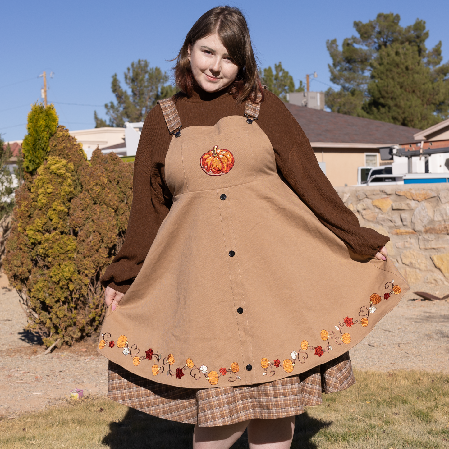 Fall Pumpkin Overalls Dress (Restocking October 25th)