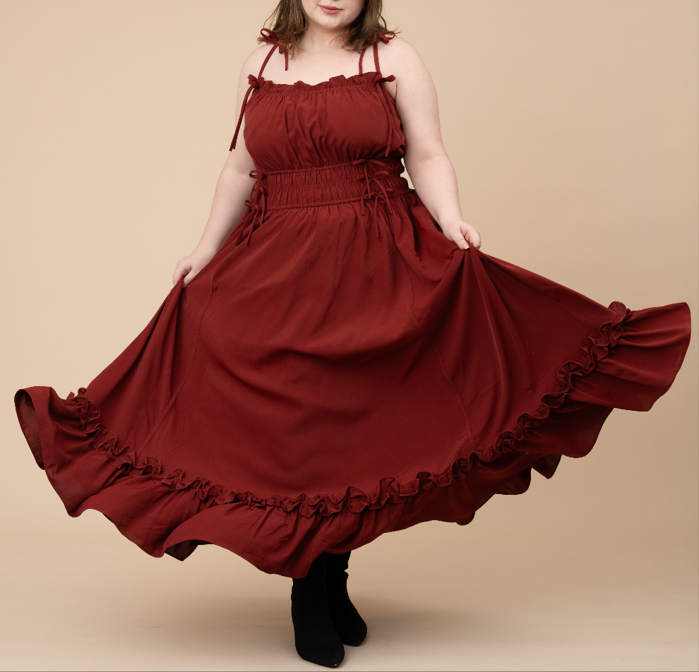 Fleur Dress in Carmine Rose