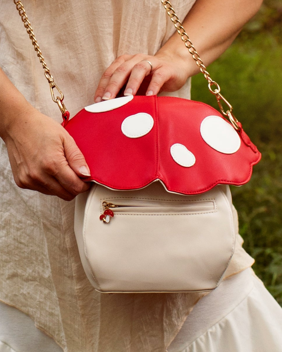 black & white mushroom moth mini backpack Mushroom Bag – Mochipan
