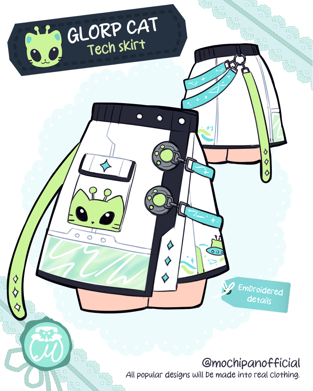 (Pre-Sample Pre-Order™) Glorp Cat Tech Skirt (Estimated Shipping March 2026)