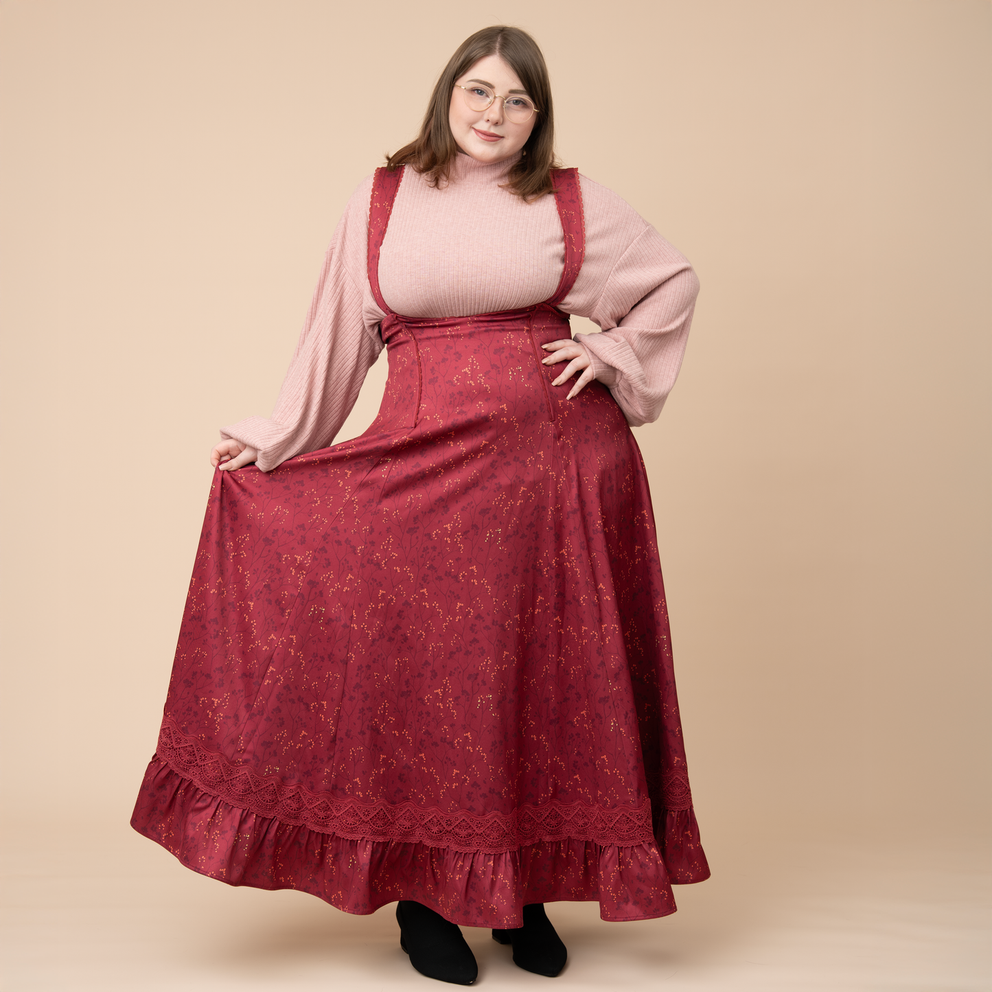 Cottage Jumperskirt in Wine