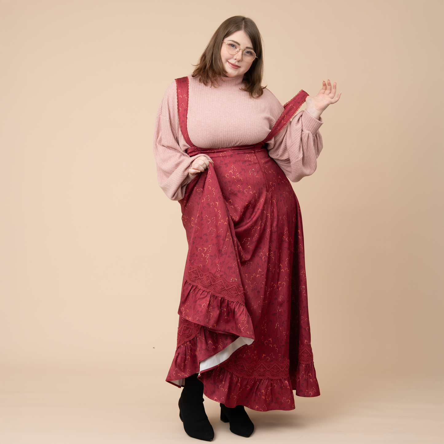 Cottage Jumperskirt in Wine