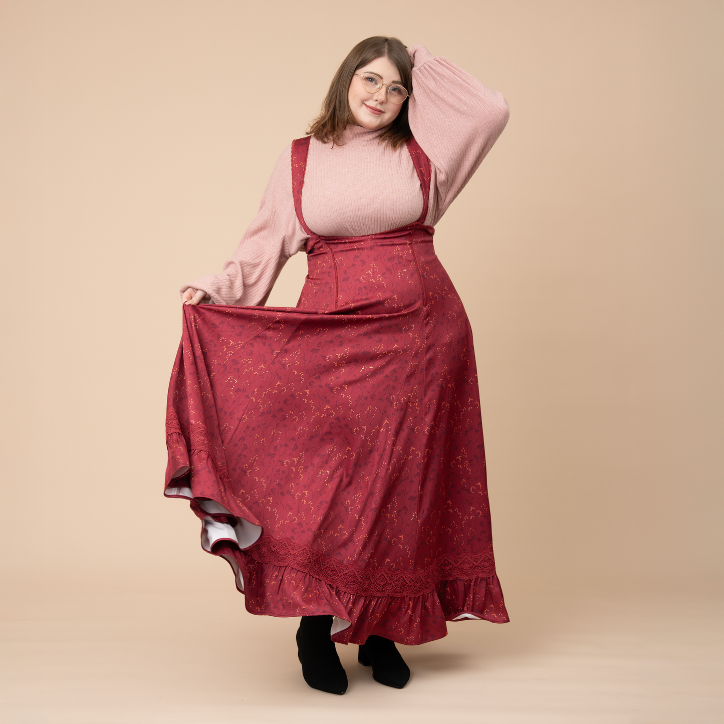 Cottage Jumperskirt in Wine