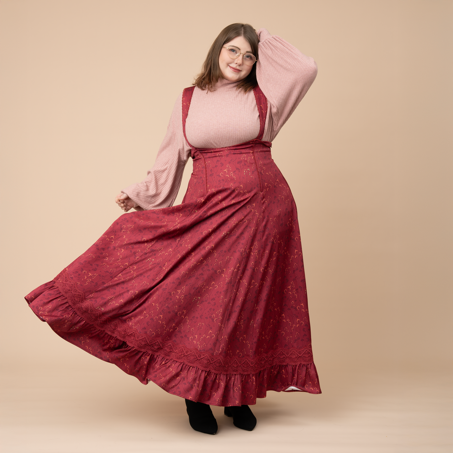 Cottage Jumperskirt in Wine