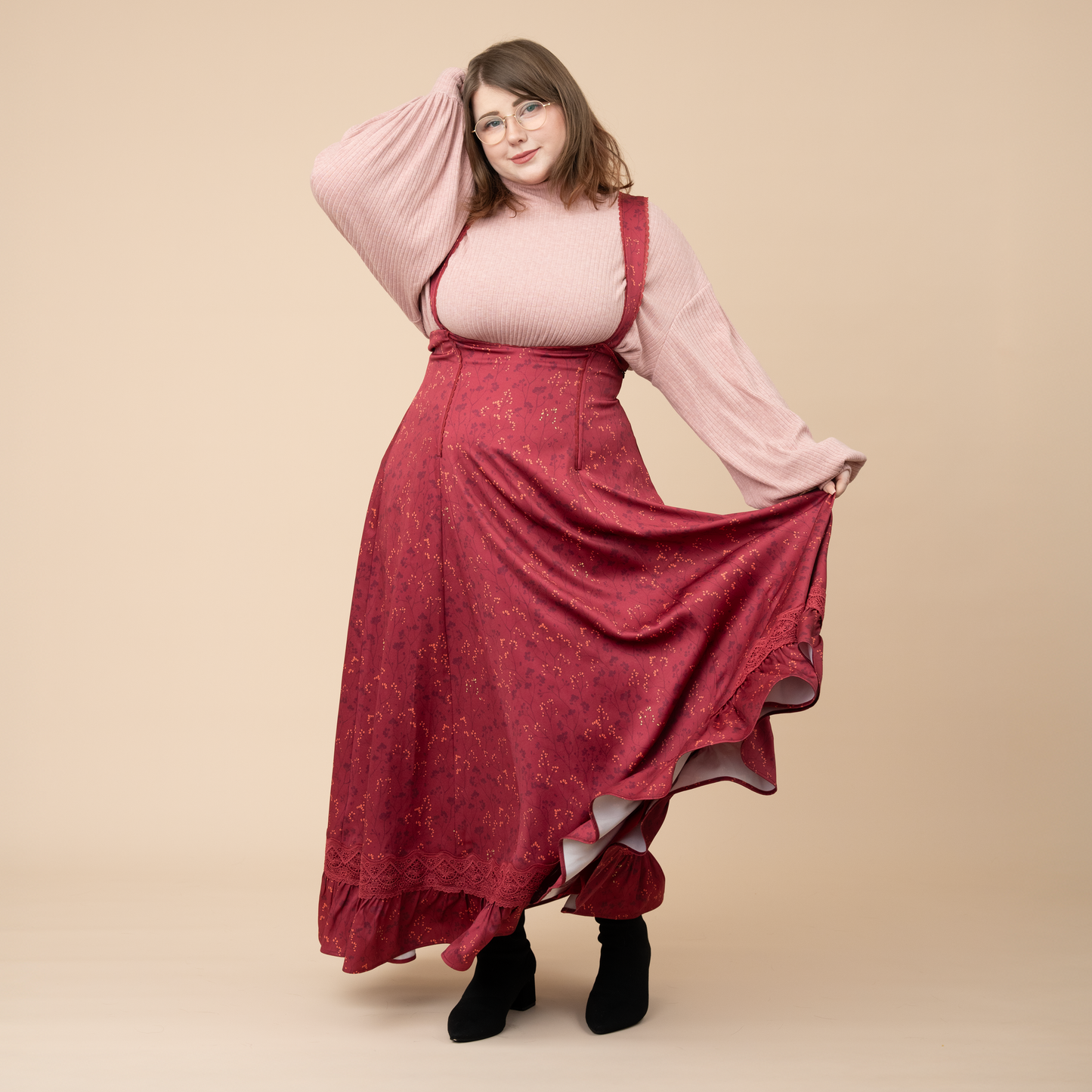 Cottage Jumperskirt in Wine