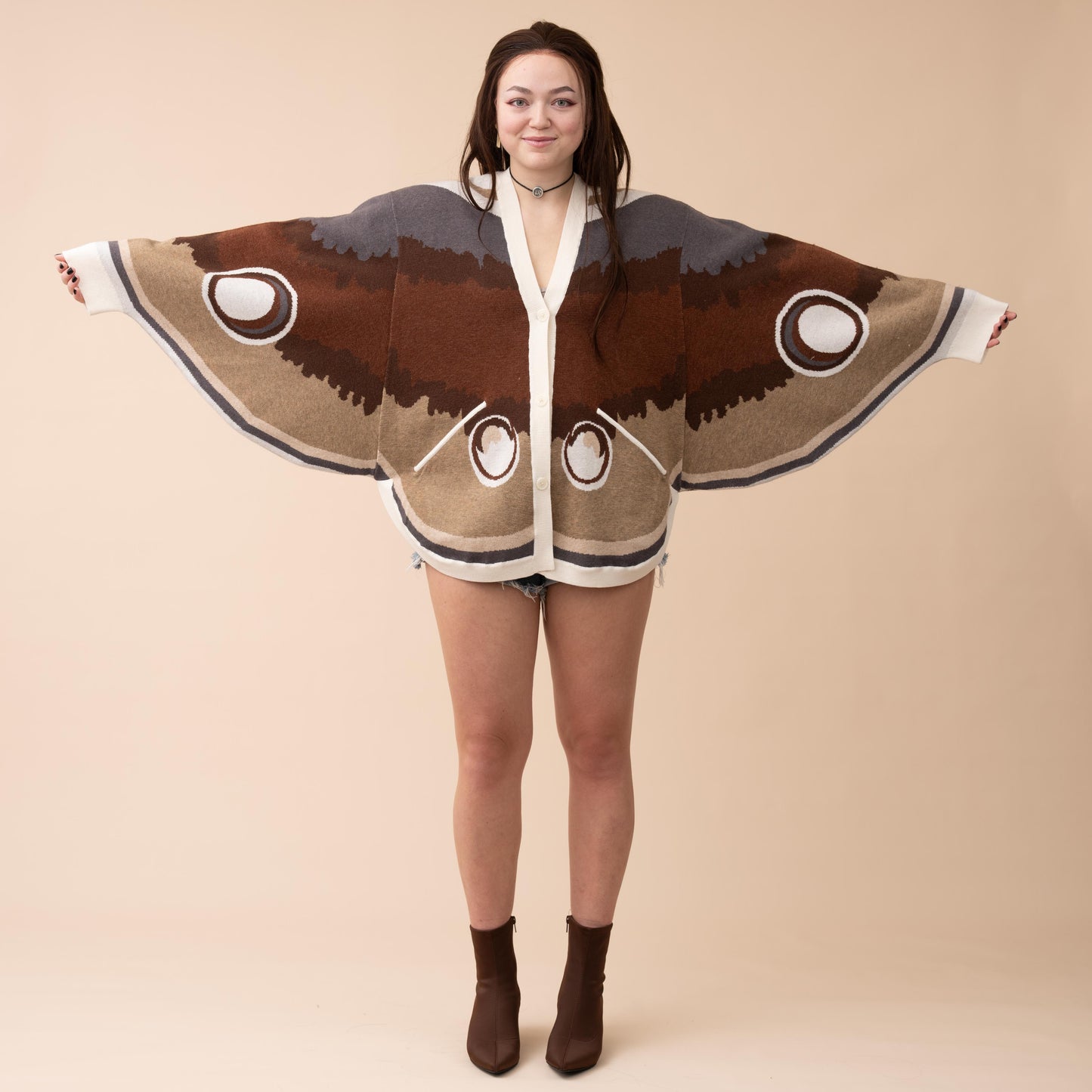 Giant Peacock Moth in White