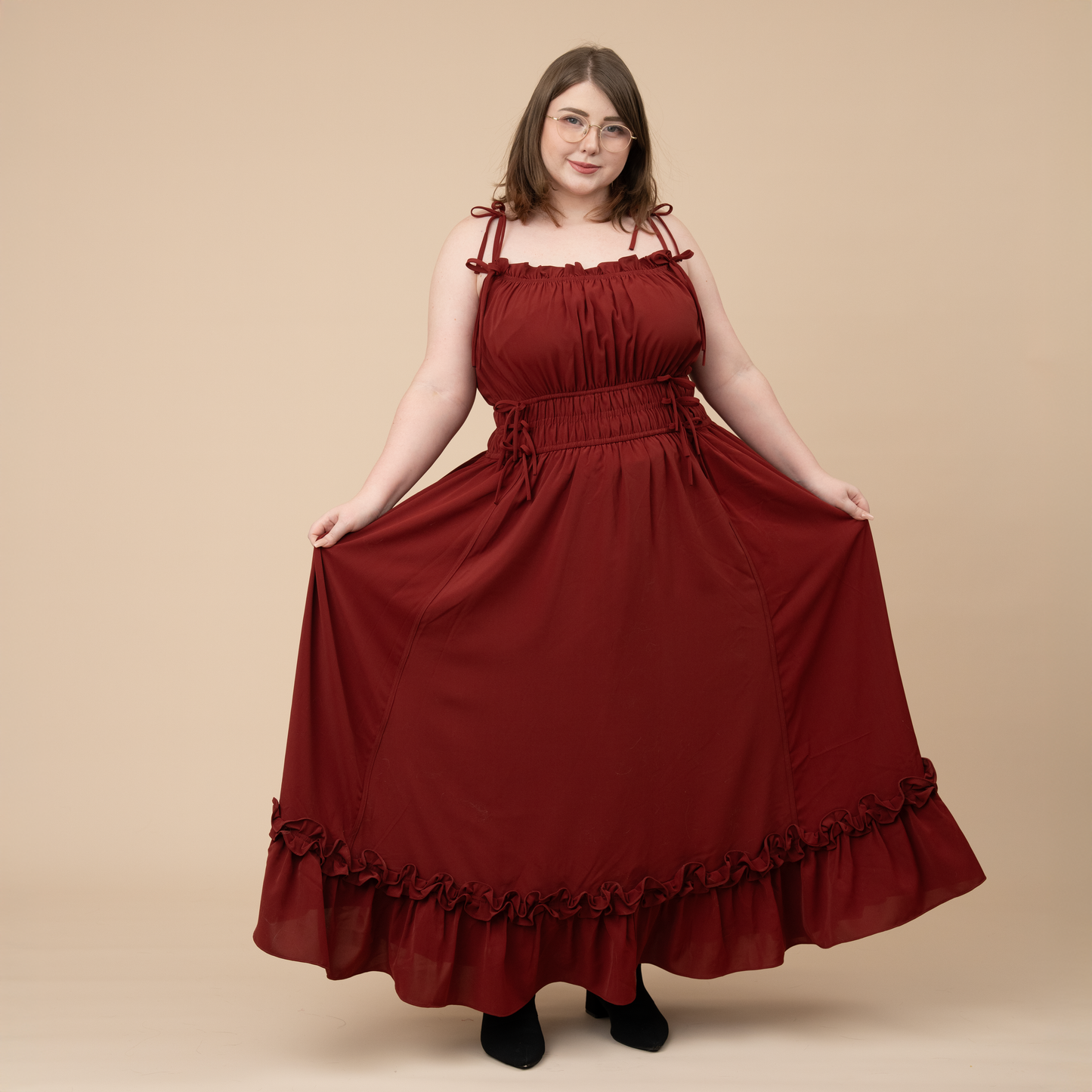 Fleur Dress in Carmine Rose