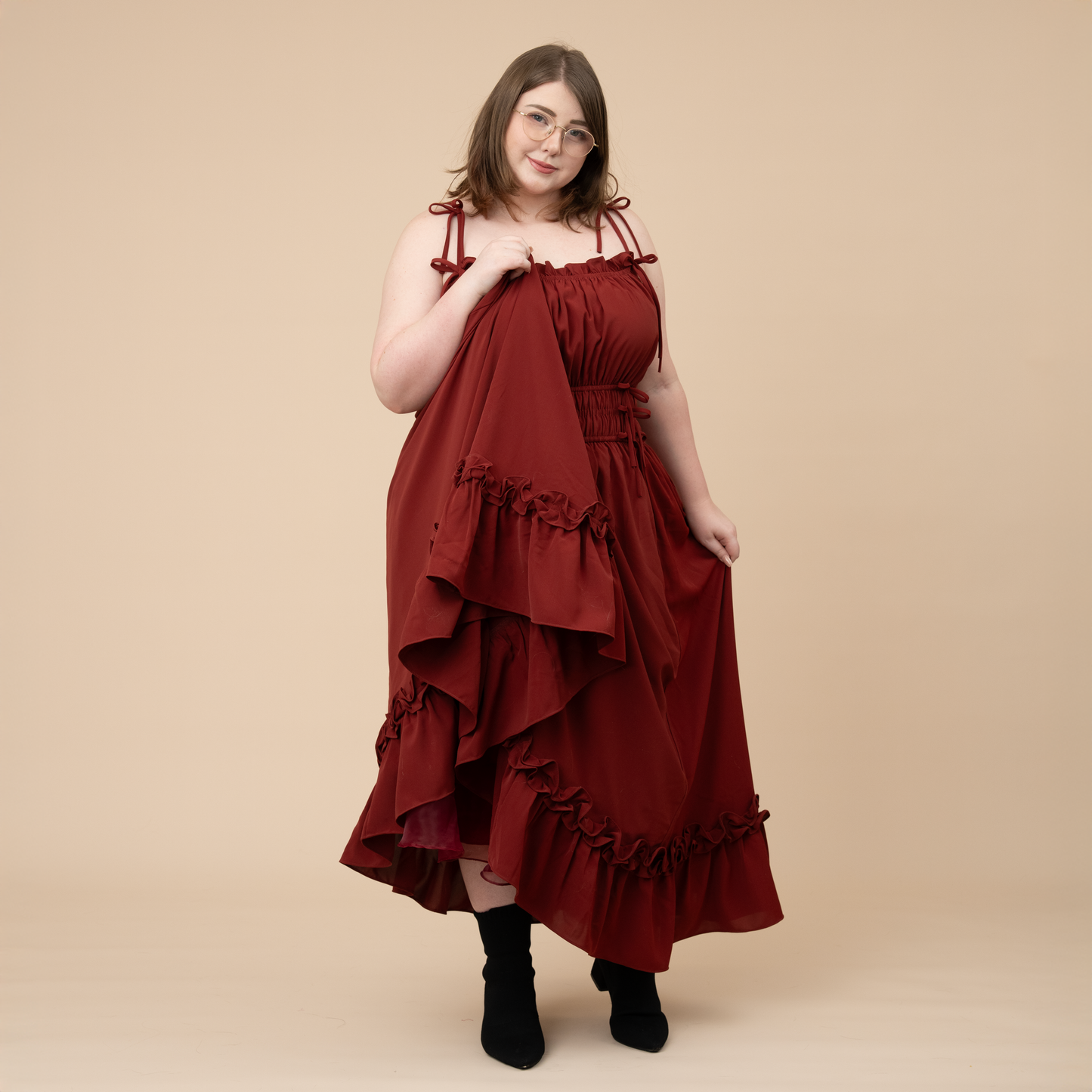 Fleur Dress in Carmine Rose