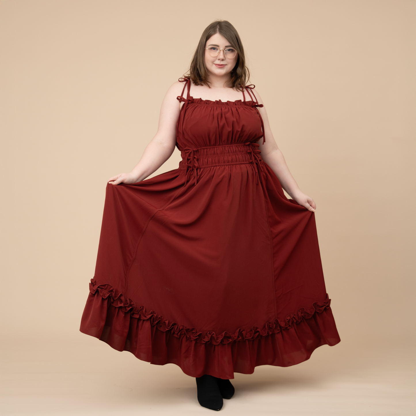 Fleur Dress in Carmine Rose