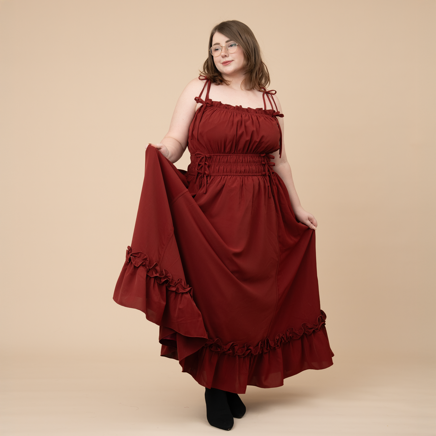 Fleur Dress in Carmine Rose