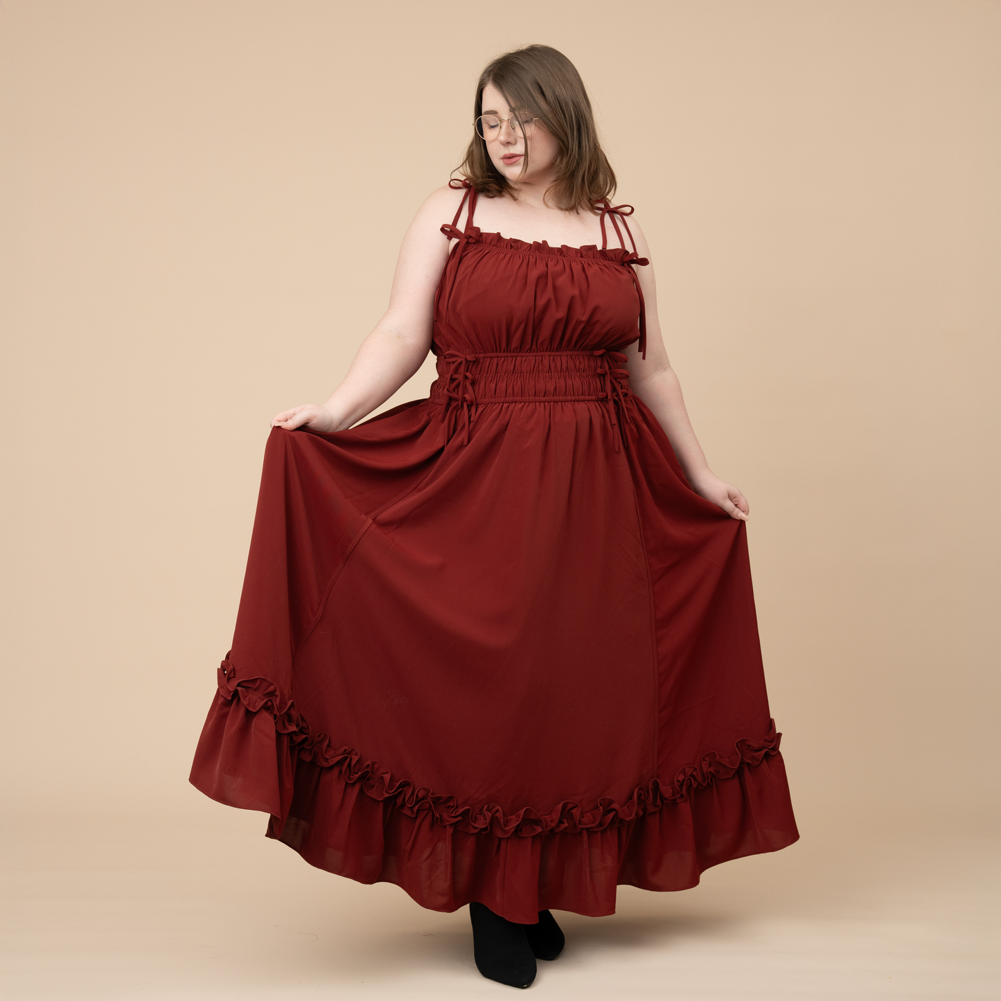 Fleur Dress in Carmine Rose