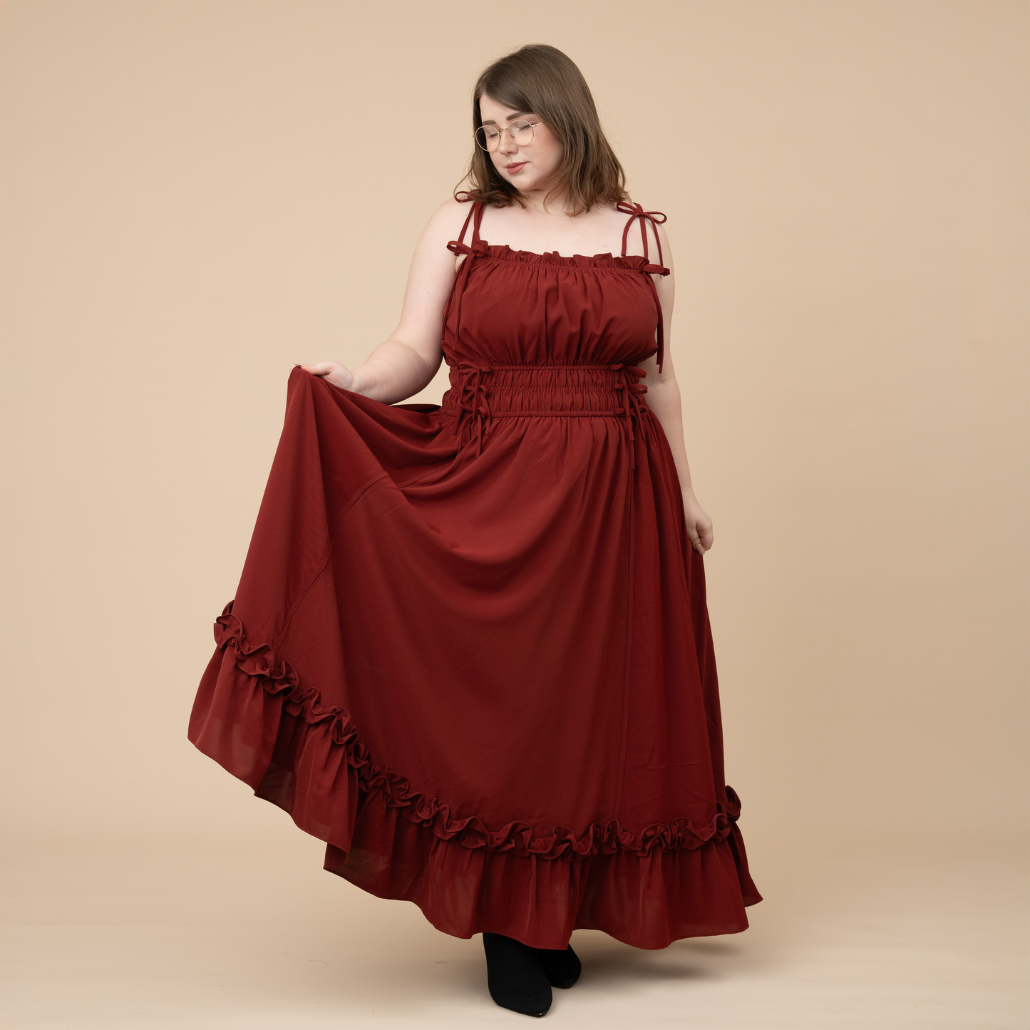 Fleur Dress in Carmine Rose
