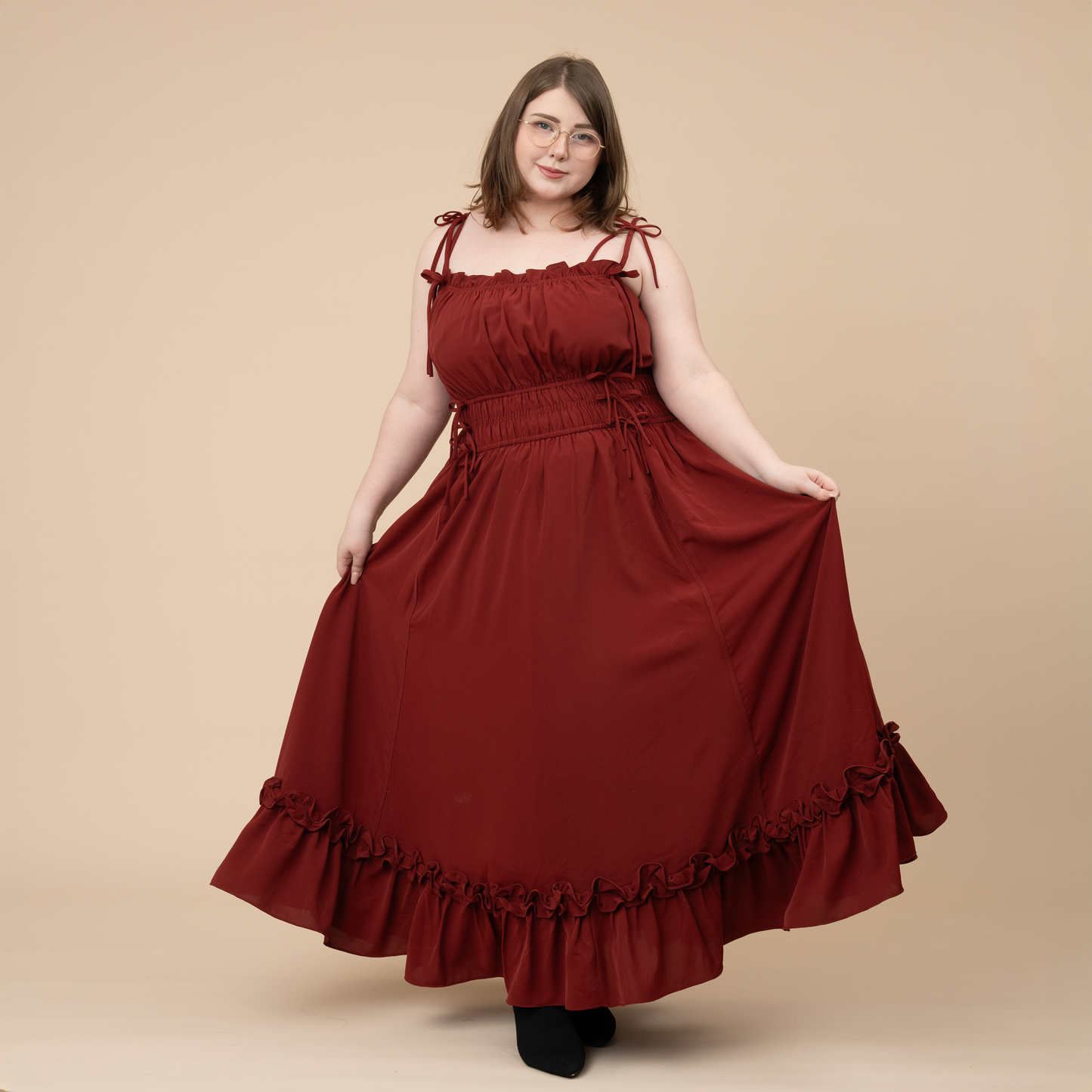 Fleur Dress in Carmine Rose