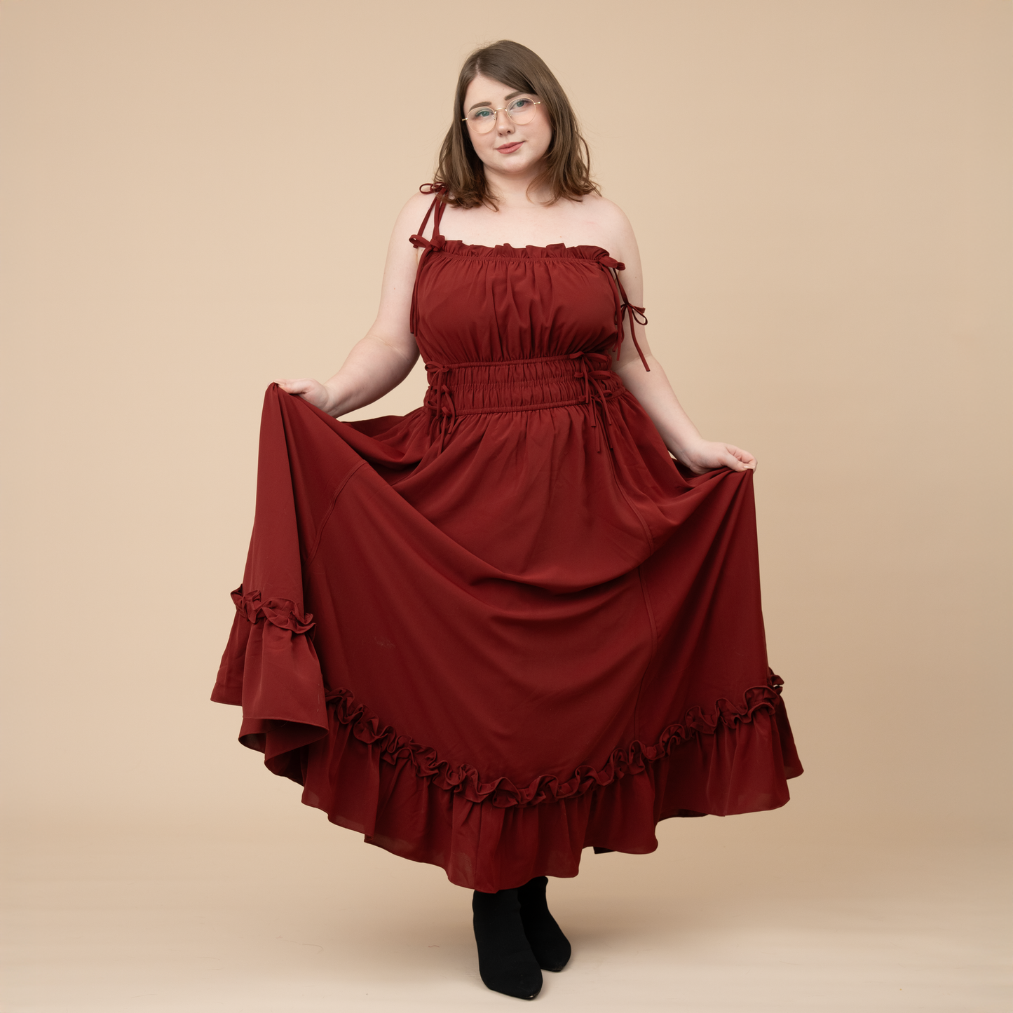 Fleur Dress in Carmine Rose