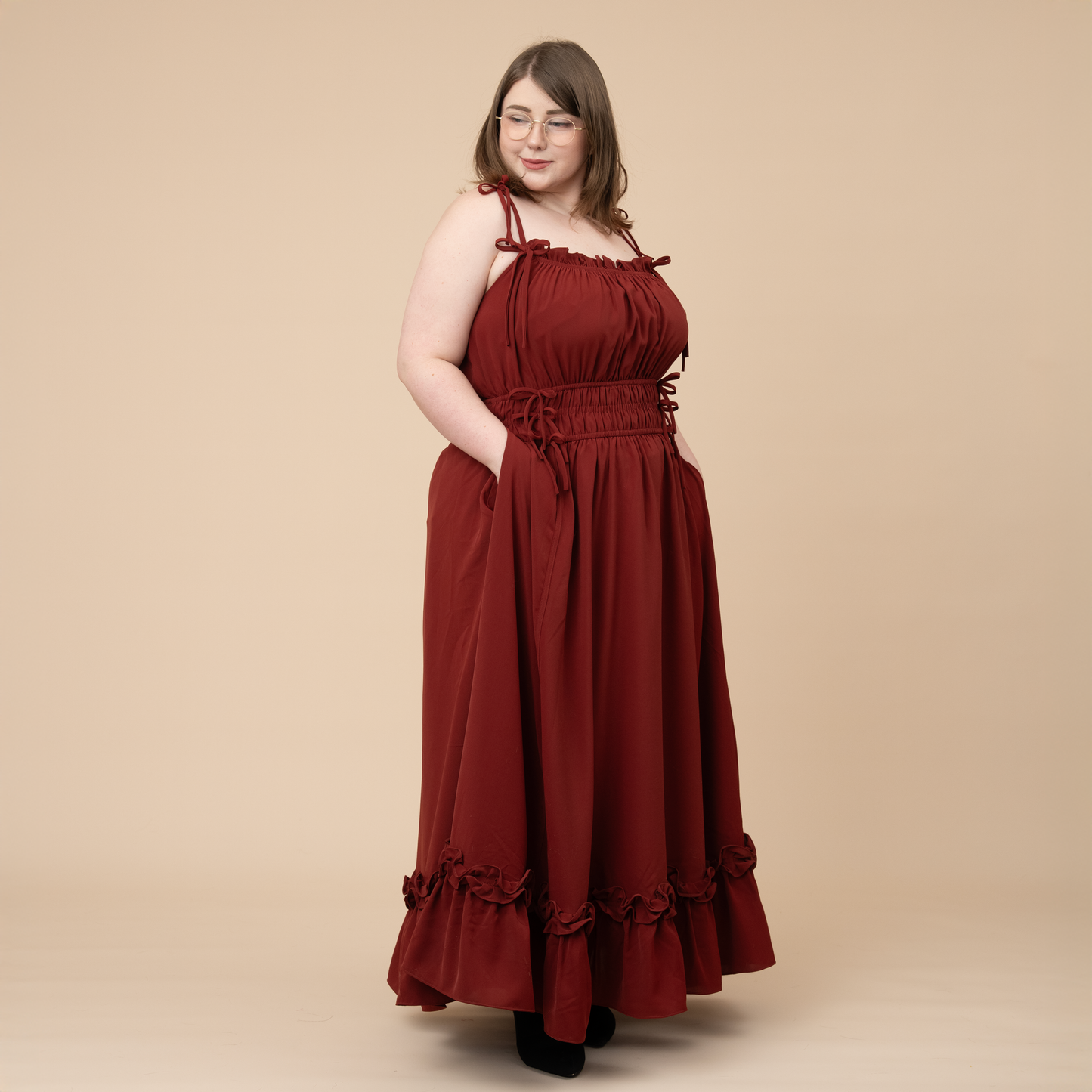 Fleur Dress in Carmine Rose