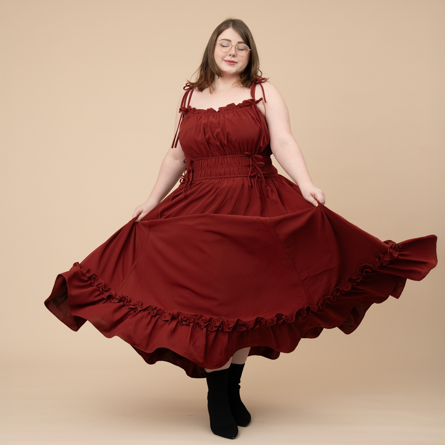 Fleur Dress in Carmine Rose