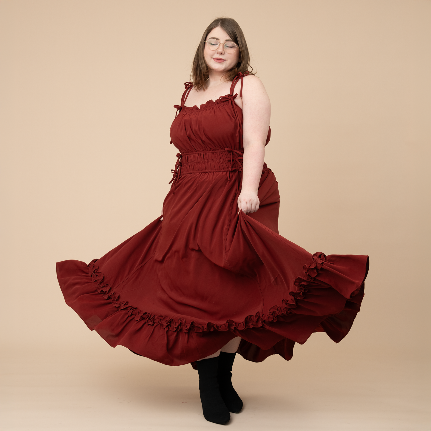 Fleur Dress in Carmine Rose