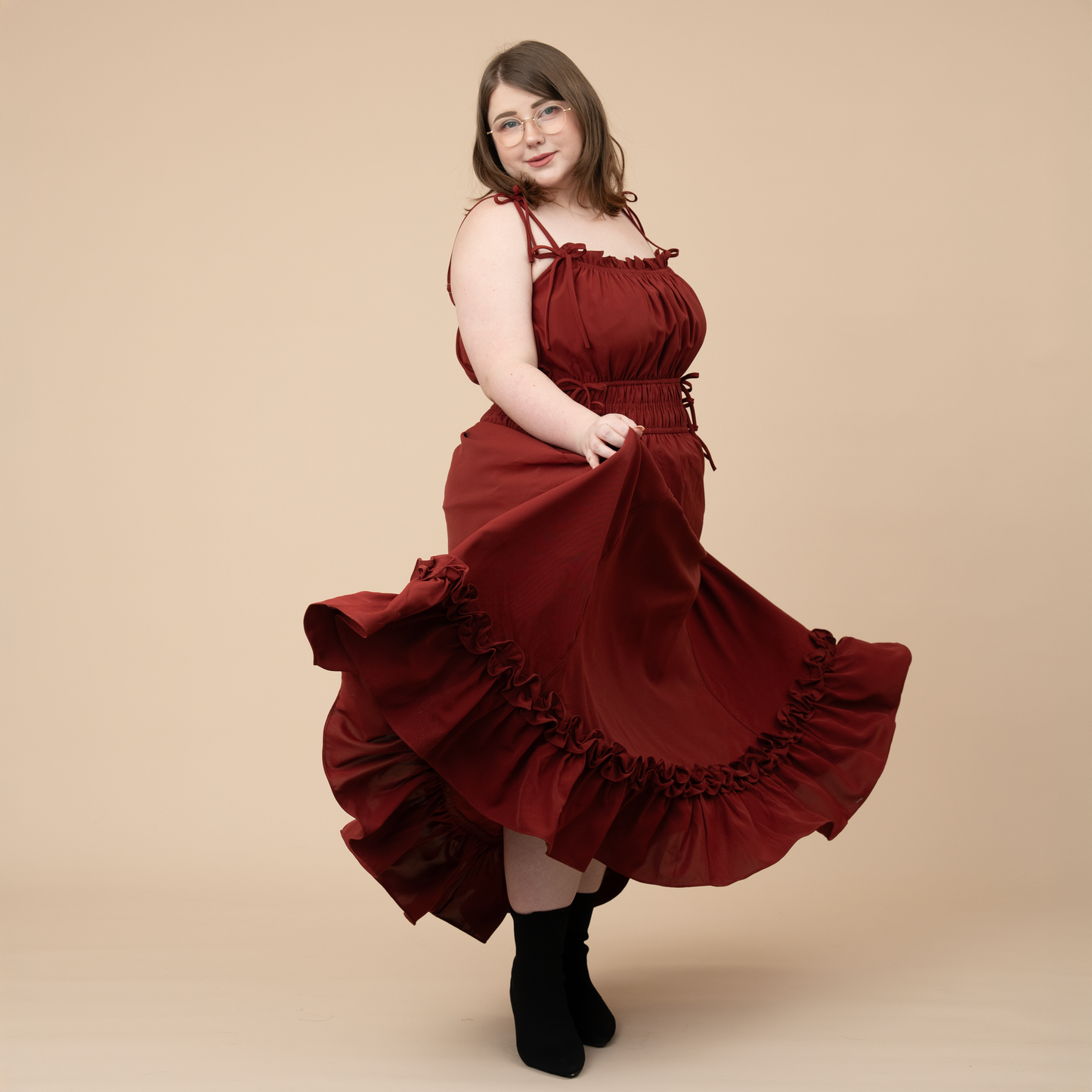 Fleur Dress in Carmine Rose