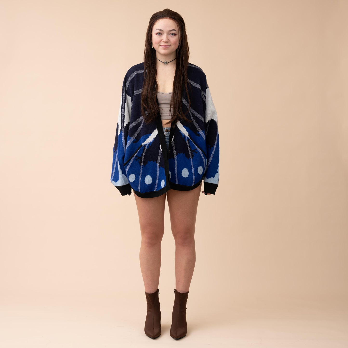 Magpie Crow Butterfly Cardigan