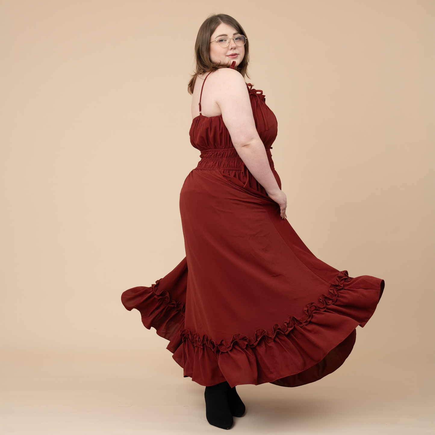 Fleur Dress in Carmine Rose