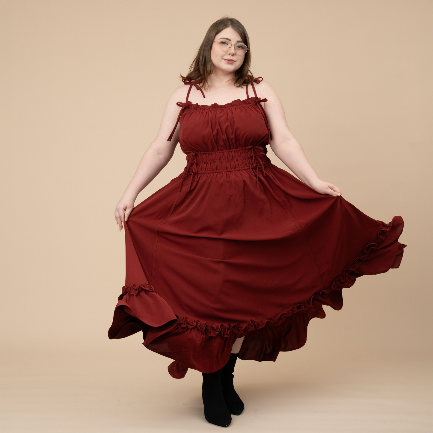 Fleur Dress in Carmine Rose