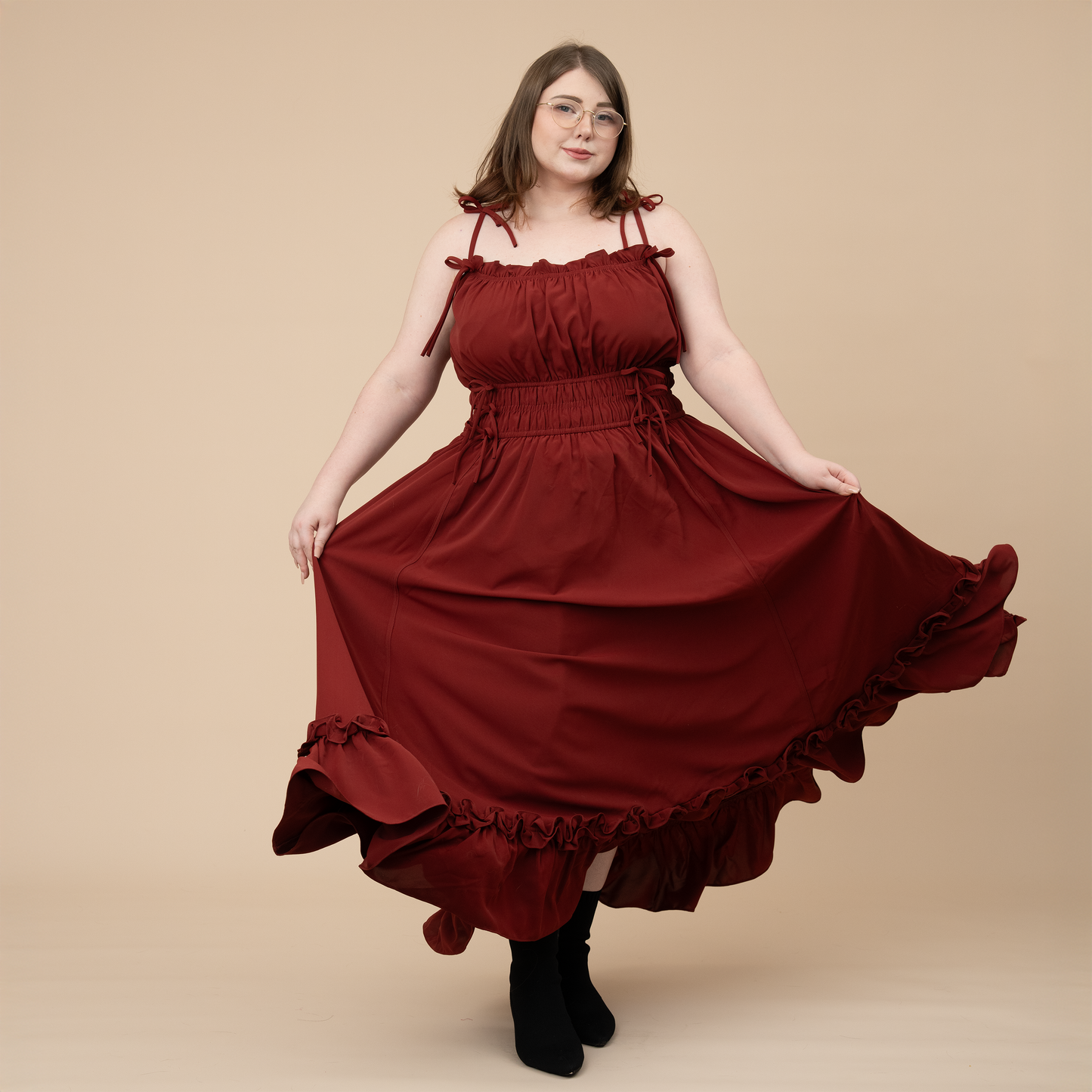 Fleur Dress in Carmine Rose