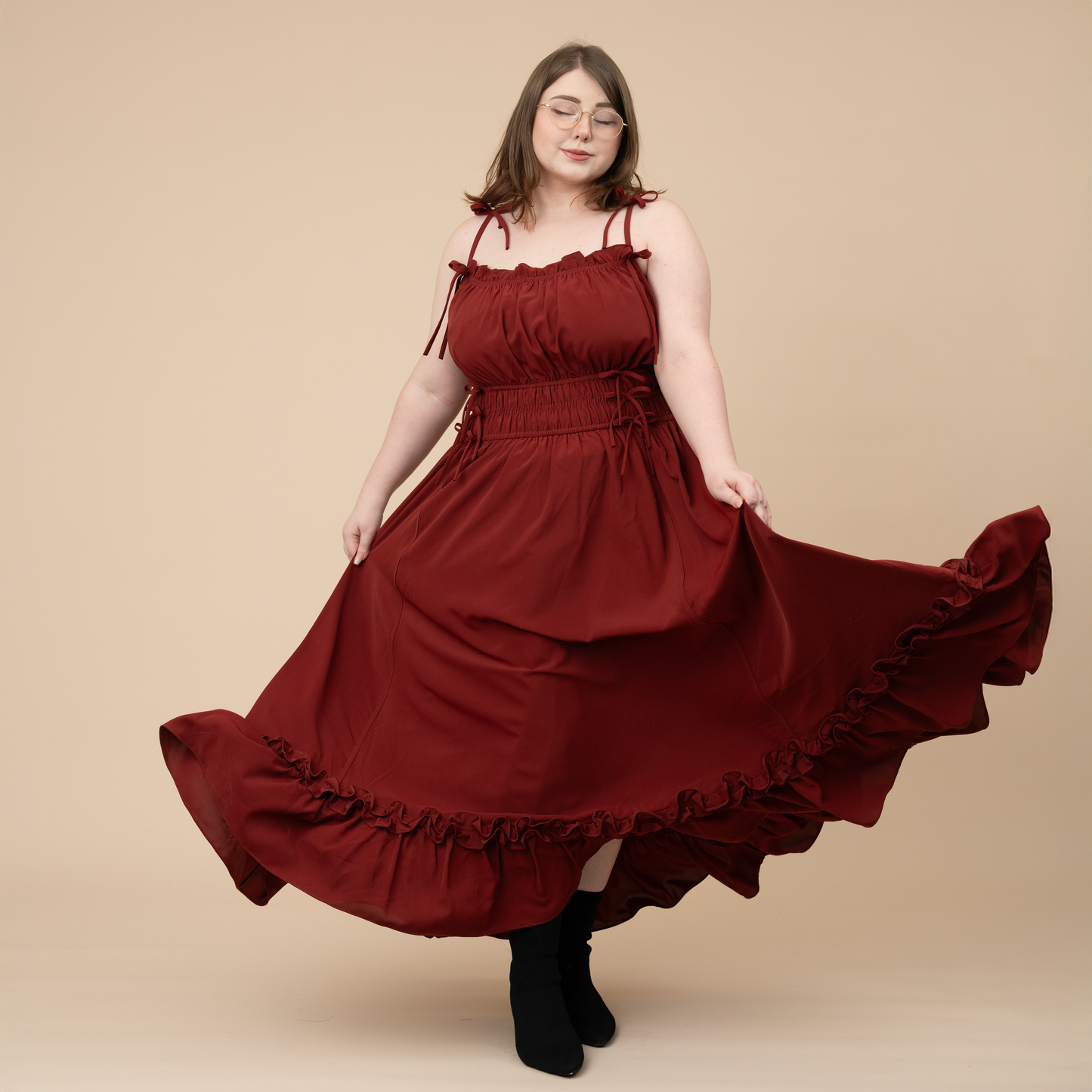 Fleur Dress in Carmine Rose