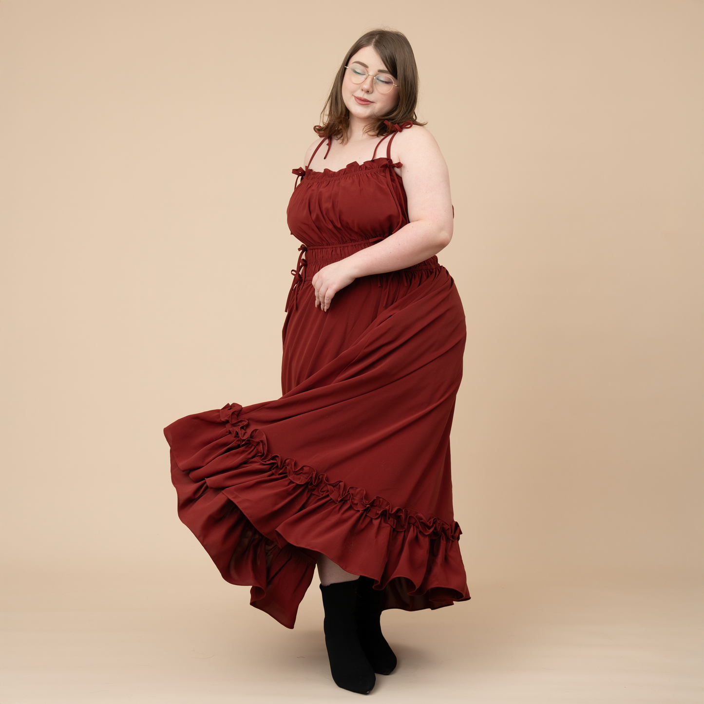 Fleur Dress in Carmine Rose