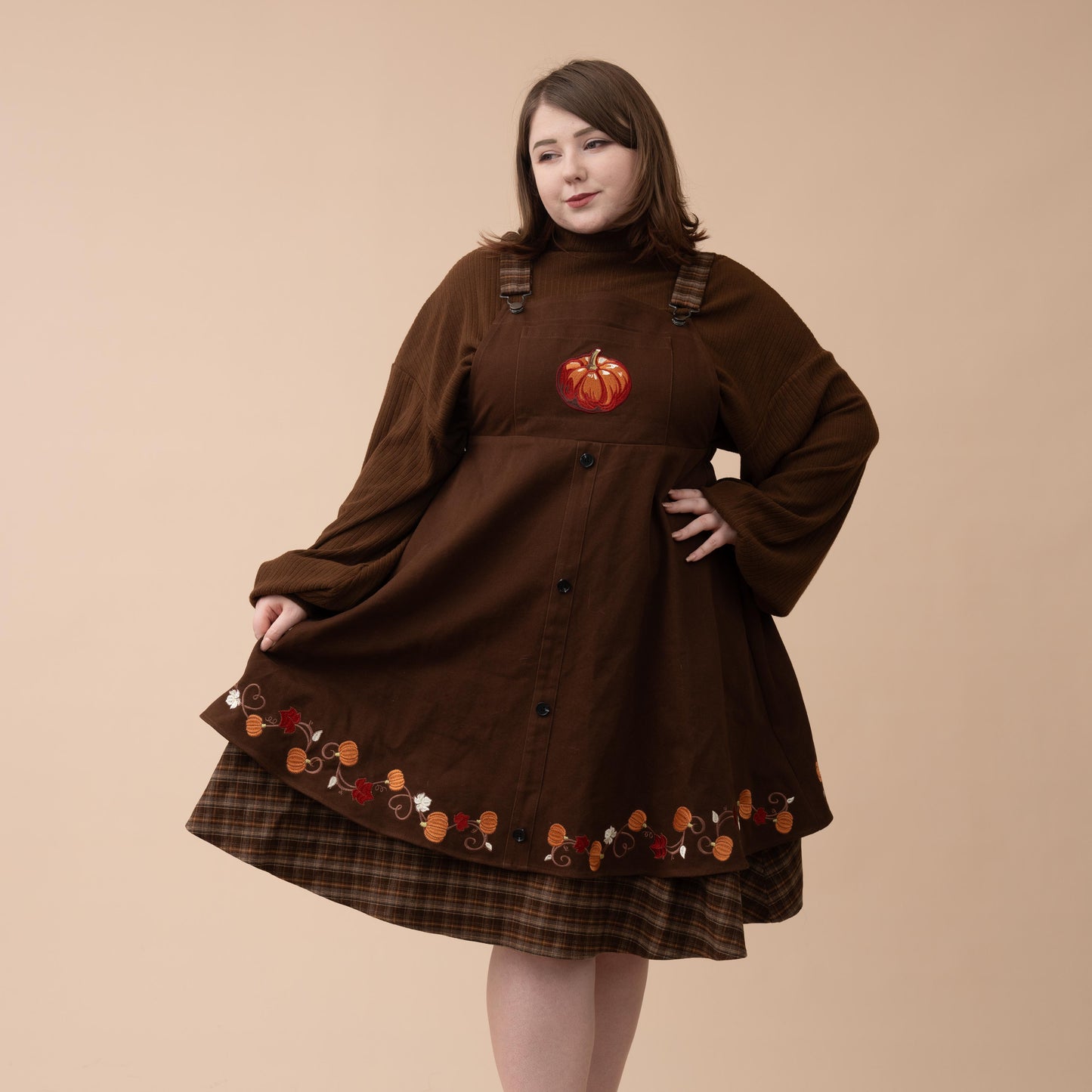 Fall Pumpkin Overalls Dress (Restocking October 25th)
