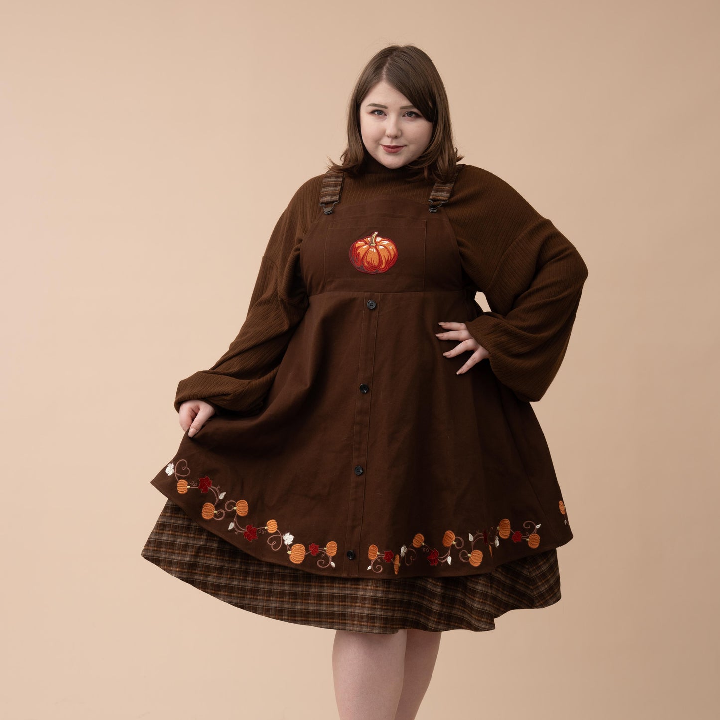 Fall Pumpkin Overalls Dress (Restocking October 25th)