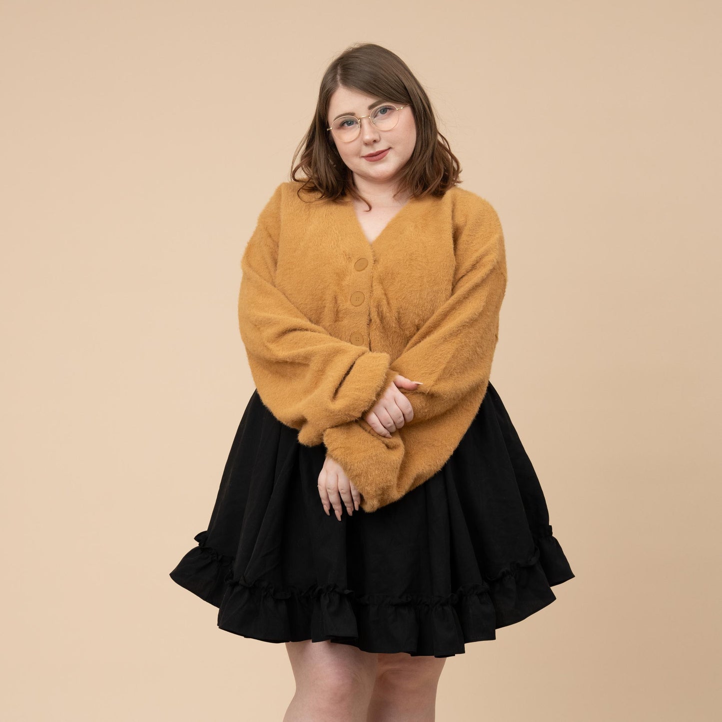 Cropped Fuzzy Beige Cardigan