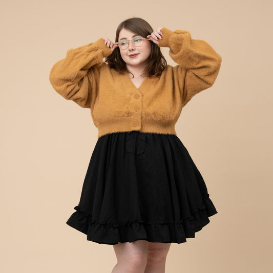 Cropped Fuzzy Beige Cardigan