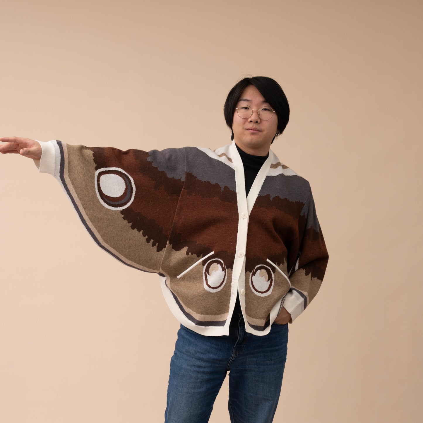 Giant Peacock Moth in White