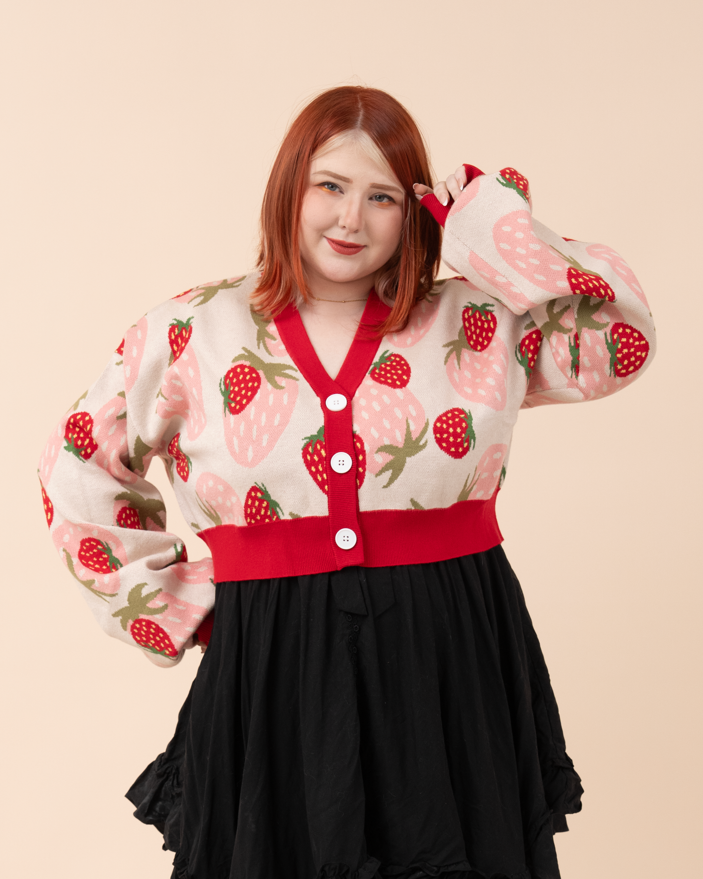 Cropped Strawberry Cardigan