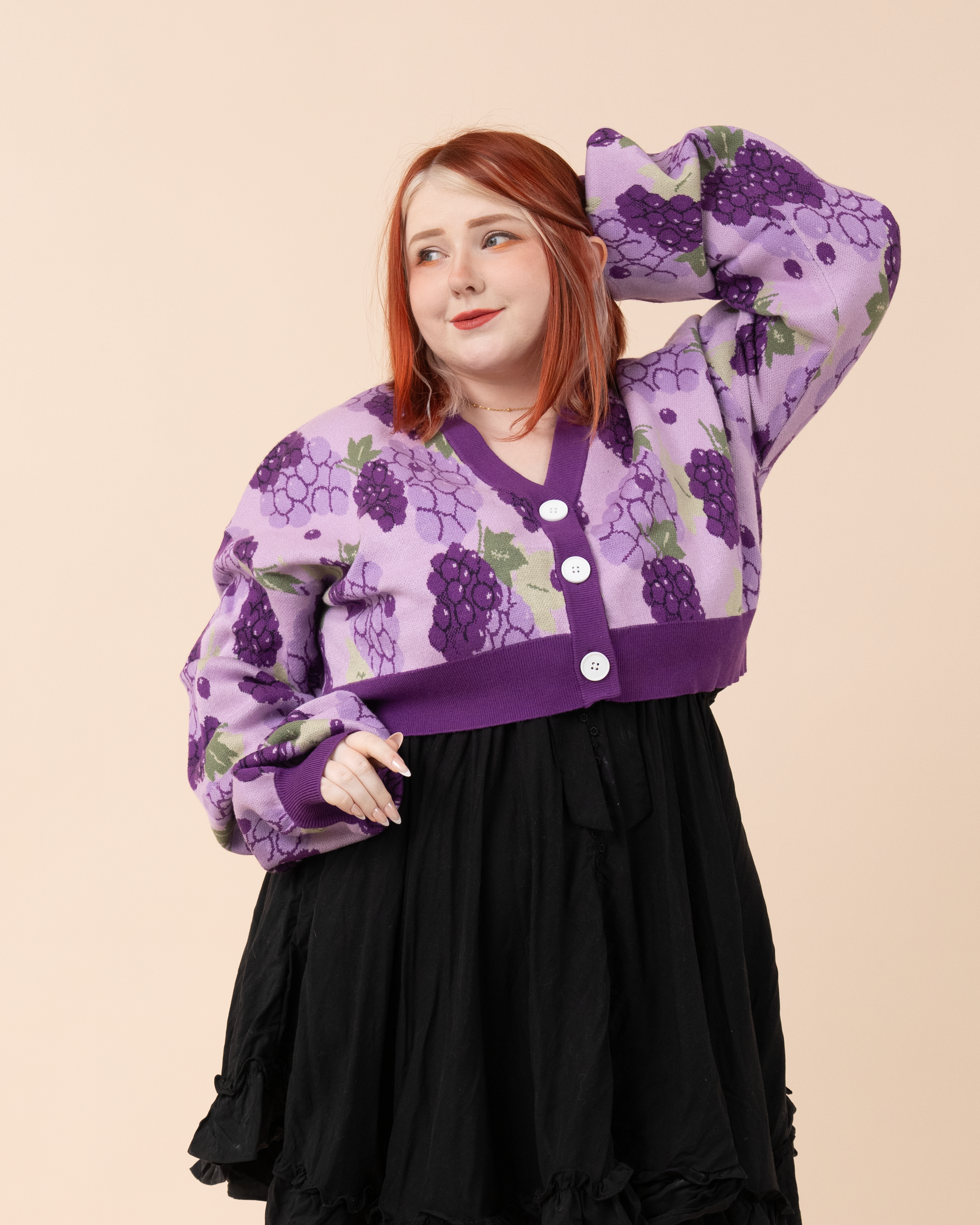 Cropped Grape Cardigan - Mochipan