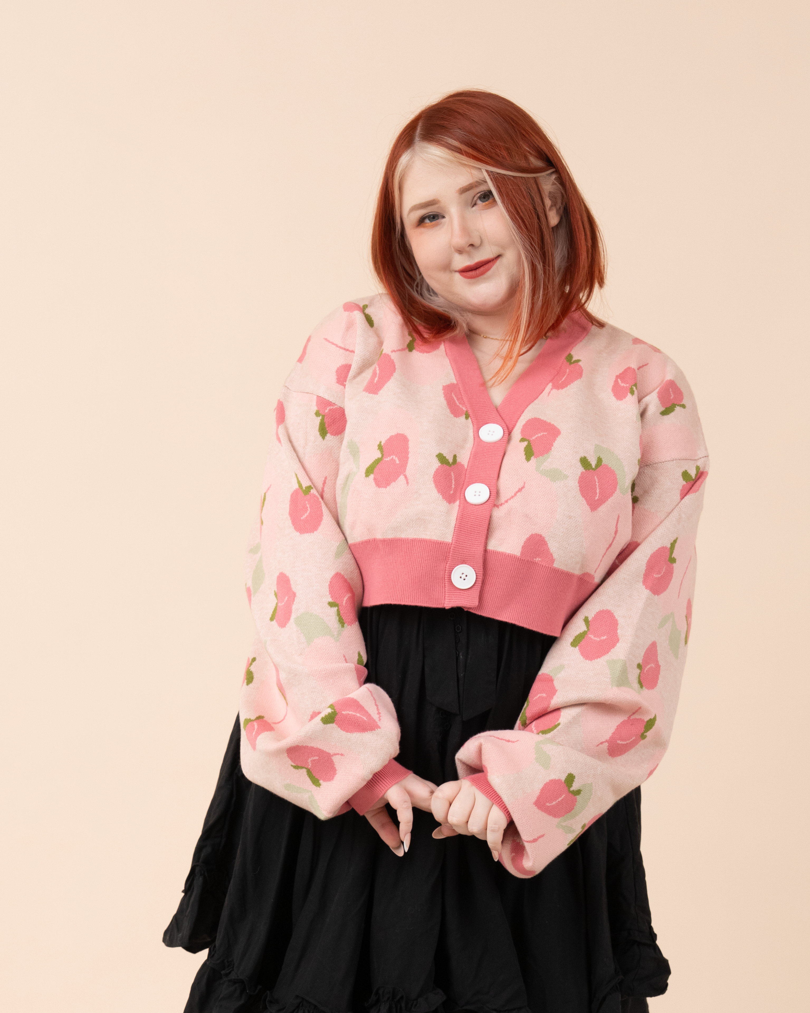 こち Cropped Peach Cardigan - Mochipan
