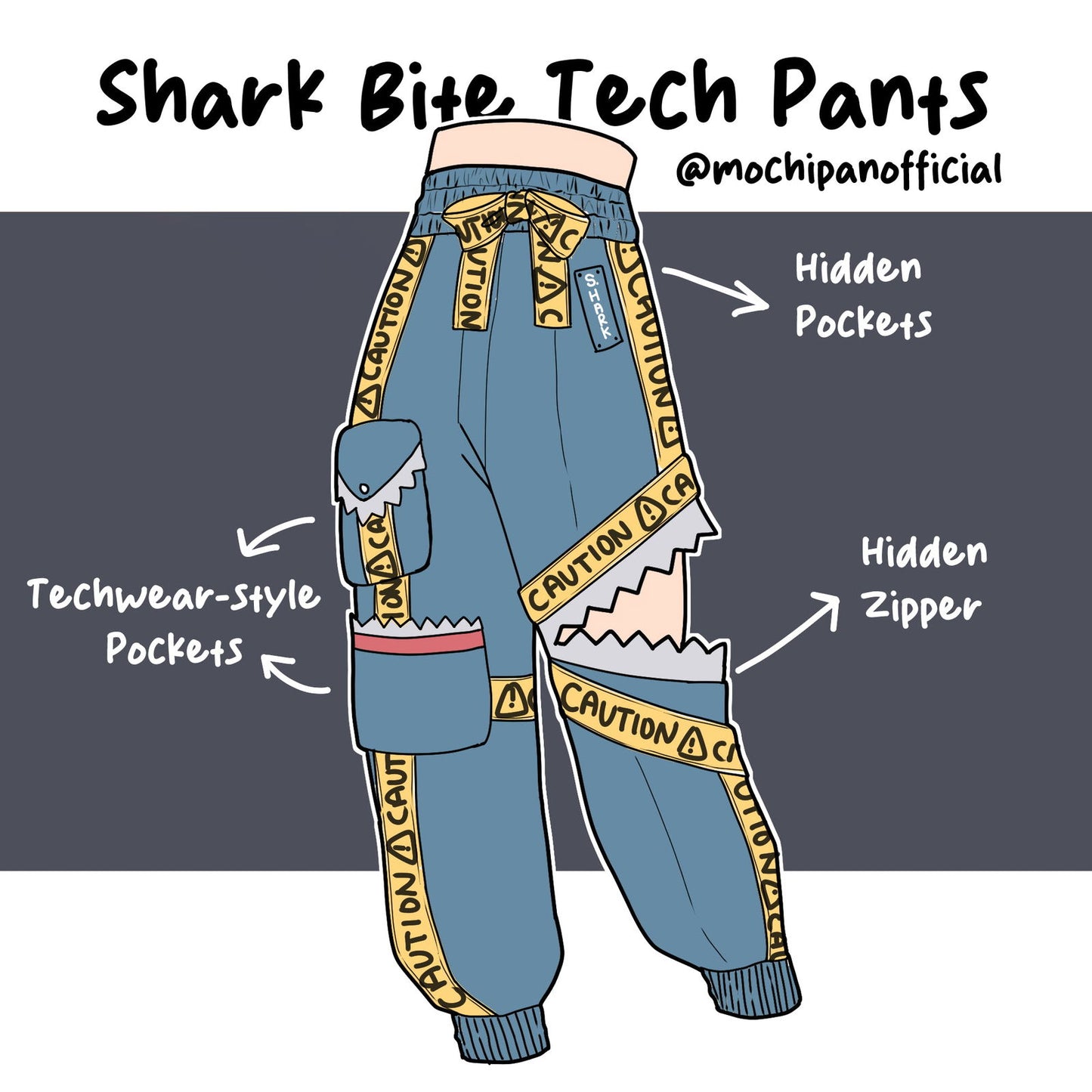 (Pre-Sample Pre-Order) Shark Bite Tech Pants - Mochipan