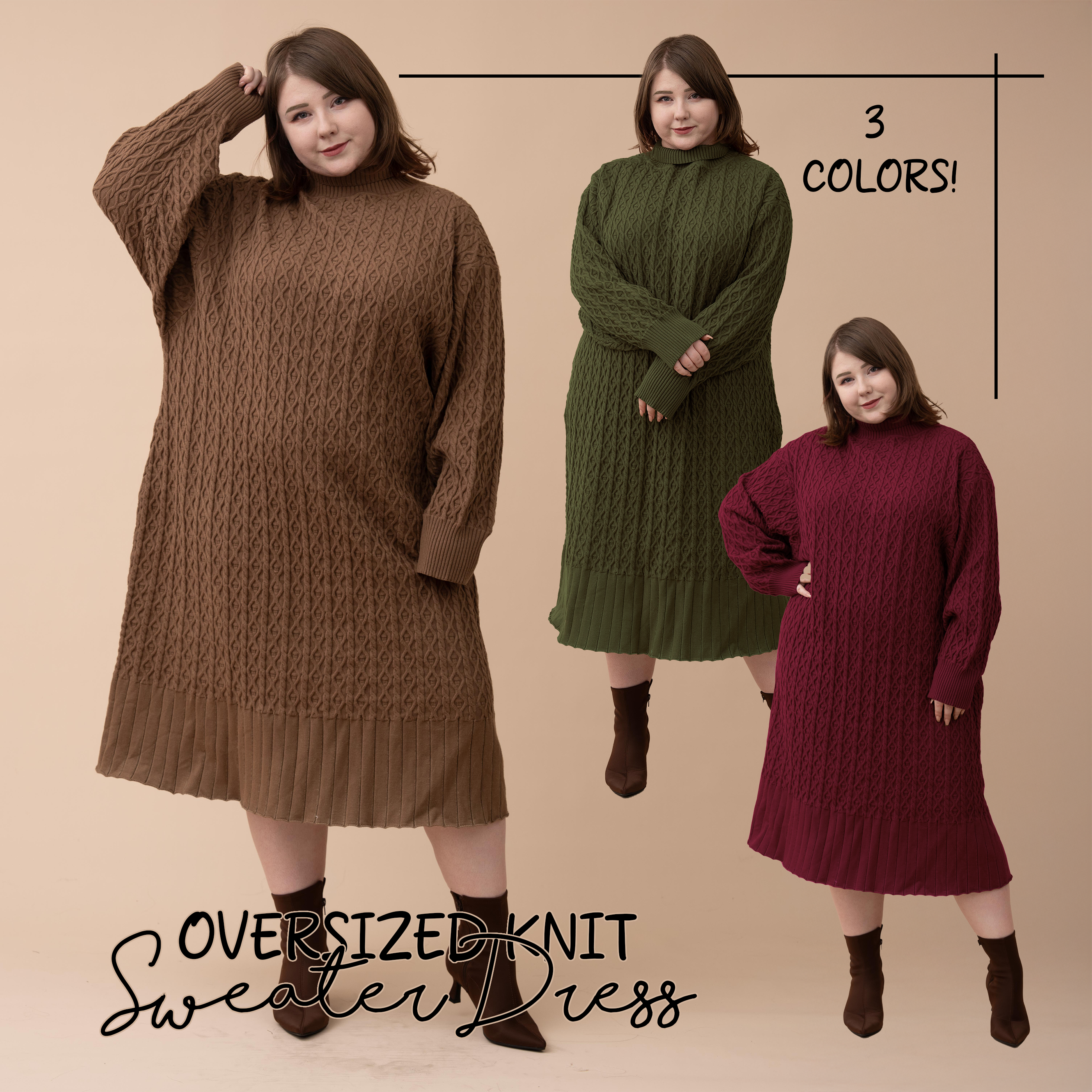Oversized Knit Sweater Dress – Mochipan