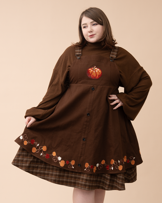 Fall Pumpkin Overalls Dress (Restocking October 25th)