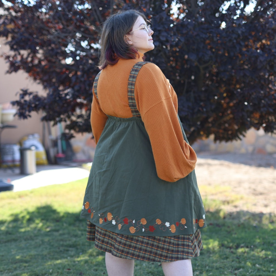 Fall Pumpkin Overalls Dress (Restocking October 25th)