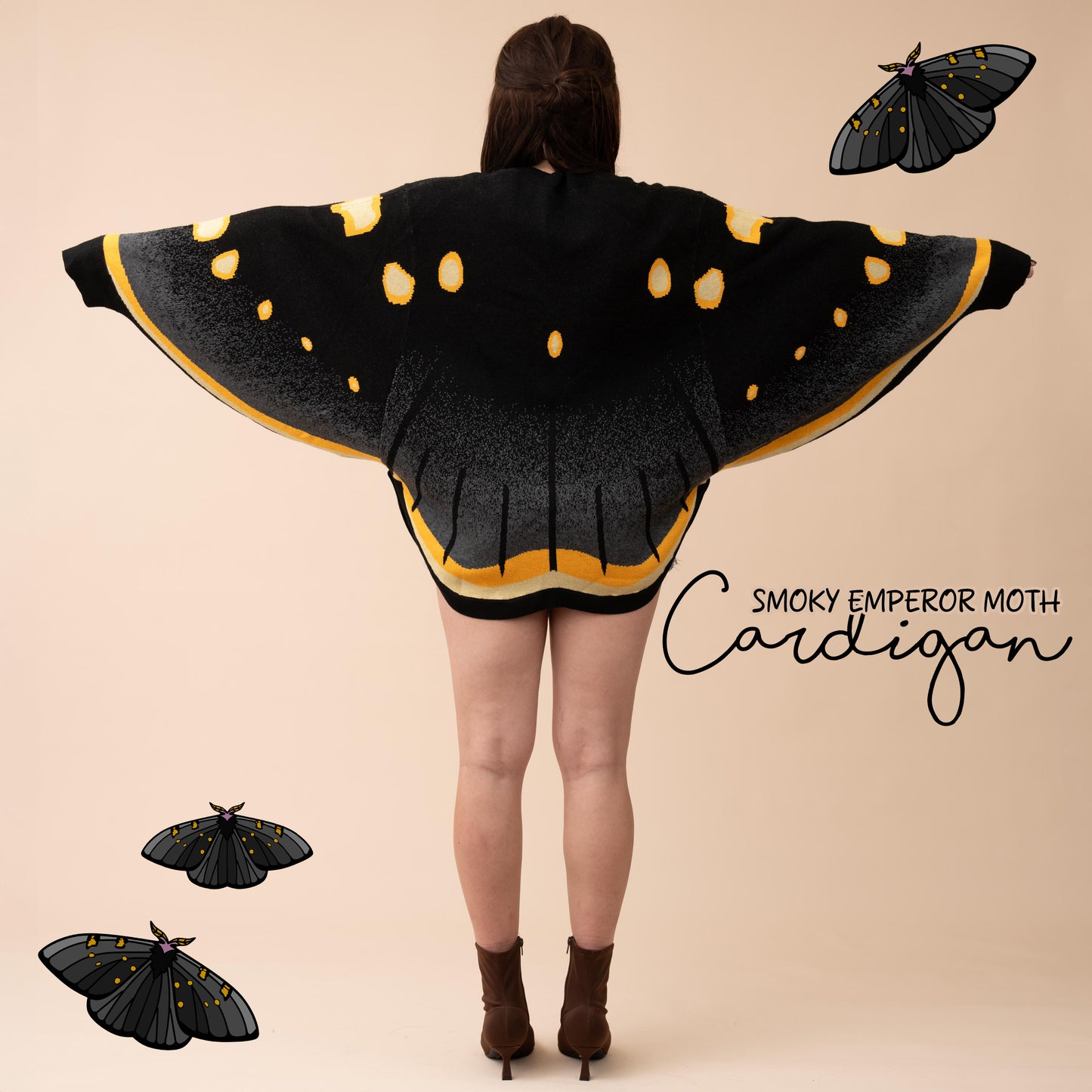 Smoky Emperor Moth Cardigan (Back Order)