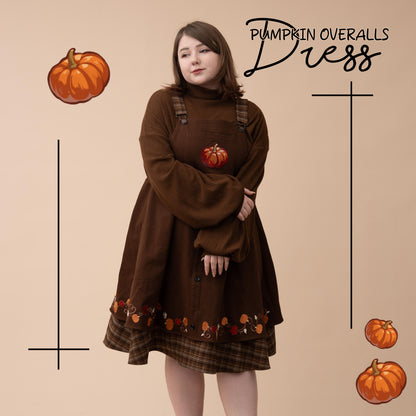 (Pre-Order) Fall Pumpkin Overalls Dress (In Production)